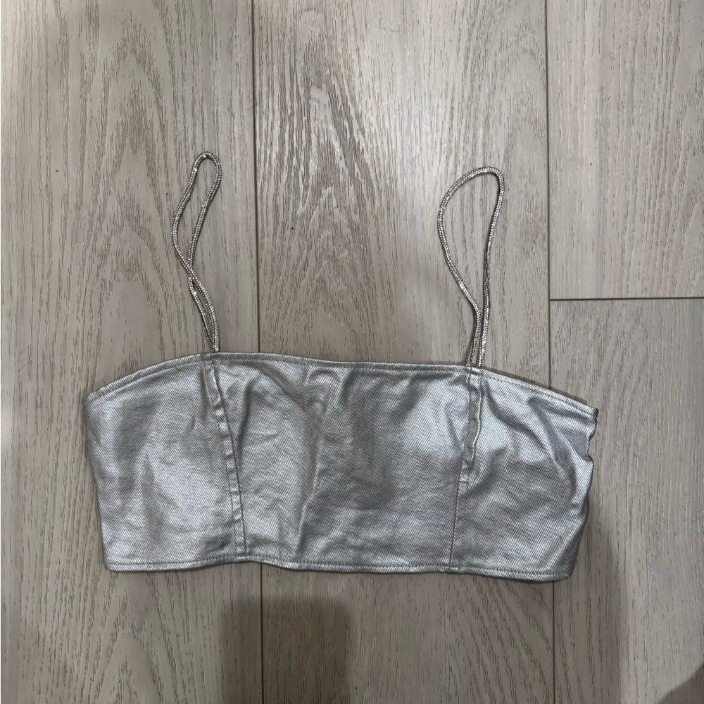 PrettyLittleThing Shimmering Silver Camisole